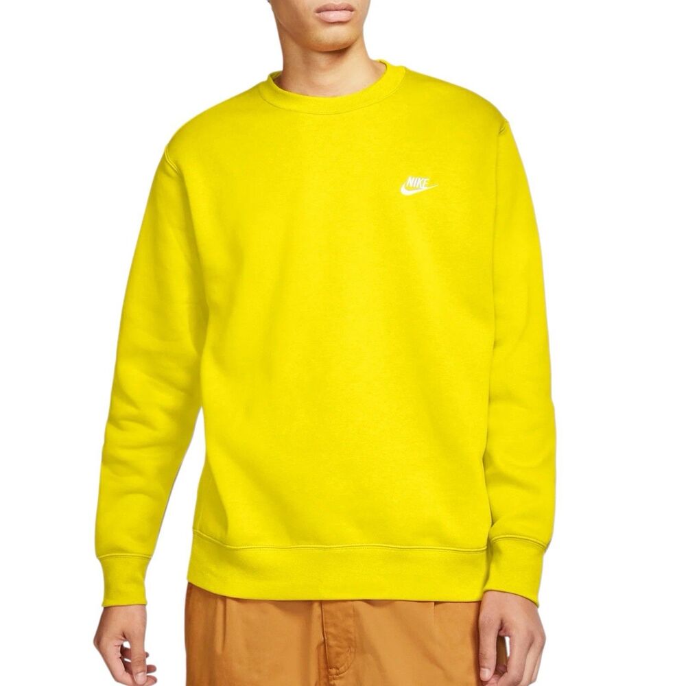 Nike Sweatshirt Mens Large Yellow Fleece Pullover Crewneck Activewear BV2662-731